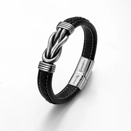 New To My Son Braided Leather Bracelet Vintage Charm Wristband Rope Bracelet Forever Linked For Christmas Gifts | MONMONSHOP