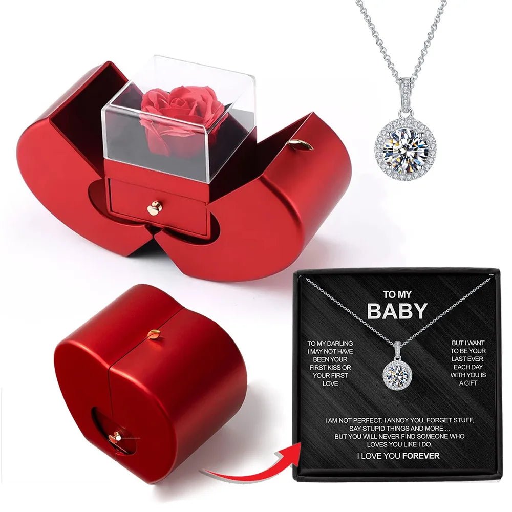 New Christmas Gift Apple Jewelry Box With Eternal Flower Box Rose Flower Birthday Party New Year Valentine's Day Gift | MMS - monmonshop.com