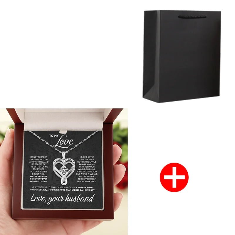 New Christmas Gift To My Love Eternal Heart Double layered Heart Shaped Necklace With Gift Box Gilrfriend Wife Valentine's Day Gifts | MONMONSHOP - monmonshop.com