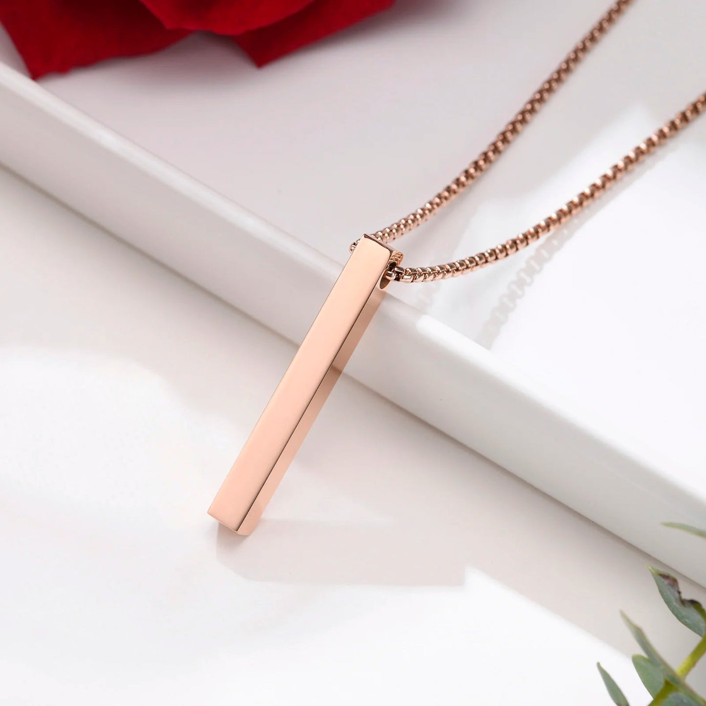 New Pillar Necklace for Men Women, Stainless Steel 3D Bar Pendant, Minimalist Simple Casual Unisex Neck Collar 5mm | MMS - monmonshop.com