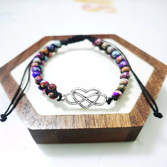 To My Beautiful Granddaughter Natural Stone Hand Woven Bracelet Stainless Steel Heart with Gift Box Birthday Christmas Gifts | MMS - monmonshop.com