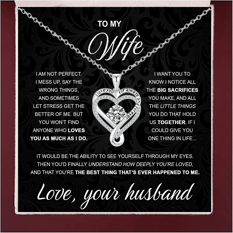 To My Wife From Husband 925 Silver Eternal Heart Double layered Necklace With Gift Box For Wife Valentine's Day Christmas Gifts - monmonshop.com