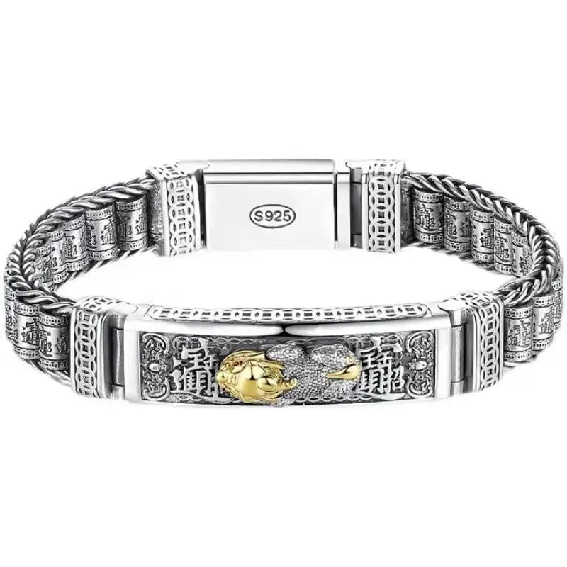 Vintage Silver Retro Lucky Pixiu Man Bracelet Thick Style Domineering Trend Personality Jewelry | MMS - monmonshop.com