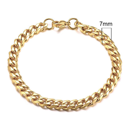 MMS 3-11mm Chunky Miami Curb Chain Bracelet for Men, Stainless Steel Cuban Link Chain Wristband Classic Punk Heavy Male Jewelry