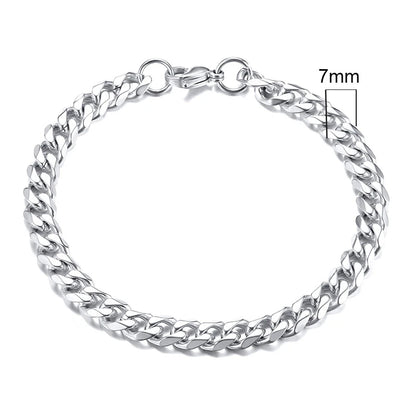 MMS 3-11mm Chunky Miami Curb Chain Bracelet for Men, Stainless Steel Cuban Link Chain Wristband Classic Punk Heavy Male Jewelry