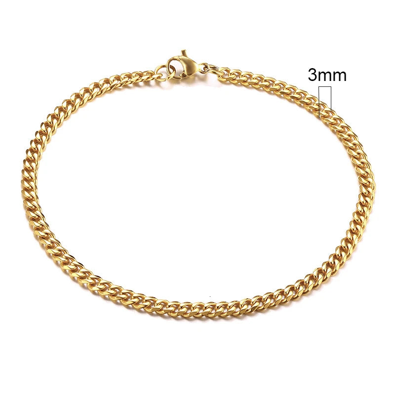 MMS 3-11mm Chunky Miami Curb Chain Bracelet for Men, Stainless Steel Cuban Link Chain Wristband Classic Punk Heavy Male Jewelry