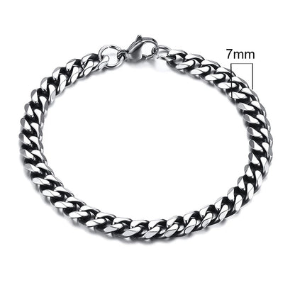 MMS 3-11mm Chunky Miami Curb Chain Bracelet for Men, Stainless Steel Cuban Link Chain Wristband Classic Punk Heavy Male Jewelry