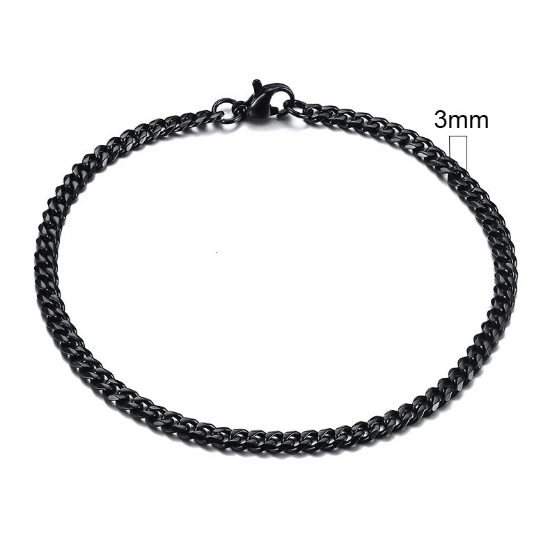 MMS 3-11mm Chunky Miami Curb Chain Bracelet for Men, Stainless Steel Cuban Link Chain Wristband Classic Punk Heavy Male Jewelry