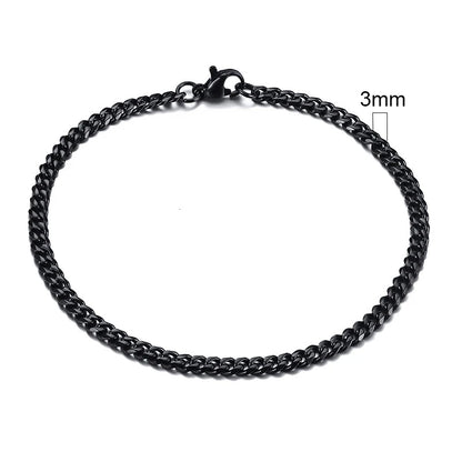 MMS 3-11mm Chunky Miami Curb Chain Bracelet for Men, Stainless Steel Cuban Link Chain Wristband Classic Punk Heavy Male Jewelry