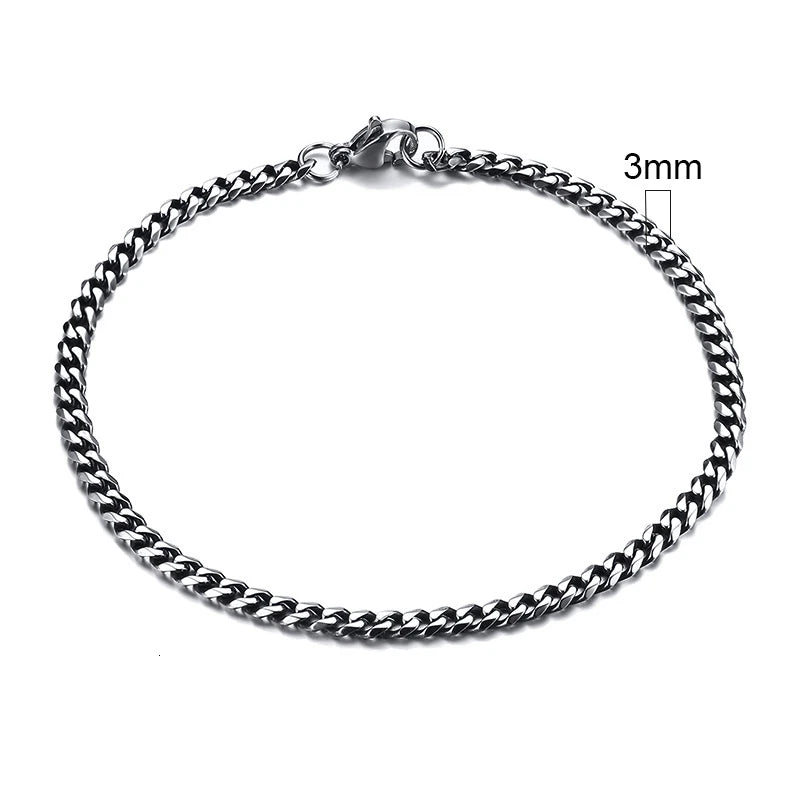 MMS 3-11mm Chunky Miami Curb Chain Bracelet for Men, Stainless Steel Cuban Link Chain Wristband Classic Punk Heavy Male Jewelry