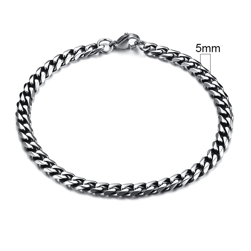 MMS 3-11mm Chunky Miami Curb Chain Bracelet for Men, Stainless Steel Cuban Link Chain Wristband Classic Punk Heavy Male Jewelry