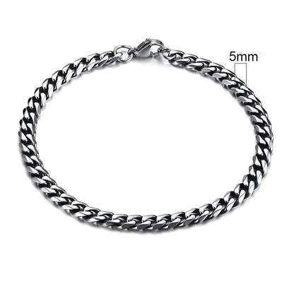 MMS 3-11mm Chunky Miami Curb Chain Bracelet for Men, Stainless Steel Cuban Link Chain Wristband Classic Punk Heavy Male Jewelry
