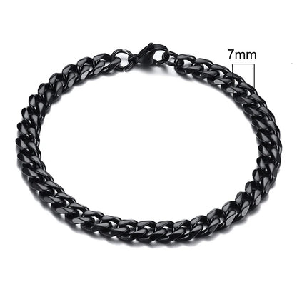 MMS 3-11mm Chunky Miami Curb Chain Bracelet for Men, Stainless Steel Cuban Link Chain Wristband Classic Punk Heavy Male Jewelry