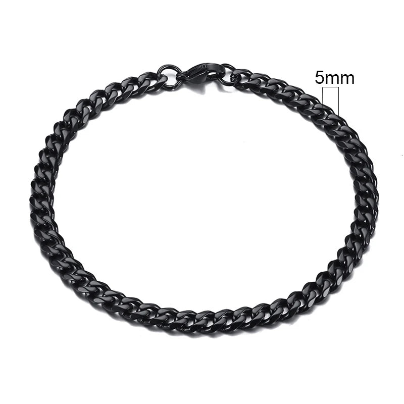 MMS 3-11mm Chunky Miami Curb Chain Bracelet for Men, Stainless Steel Cuban Link Chain Wristband Classic Punk Heavy Male Jewelry
