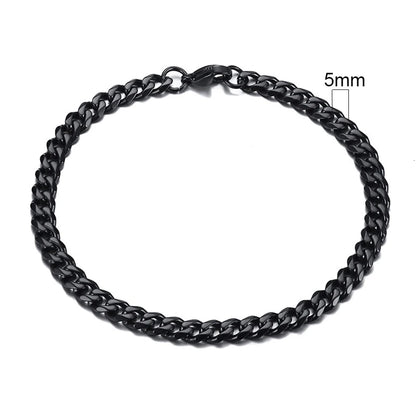 MMS 3-11mm Chunky Miami Curb Chain Bracelet for Men, Stainless Steel Cuban Link Chain Wristband Classic Punk Heavy Male Jewelry