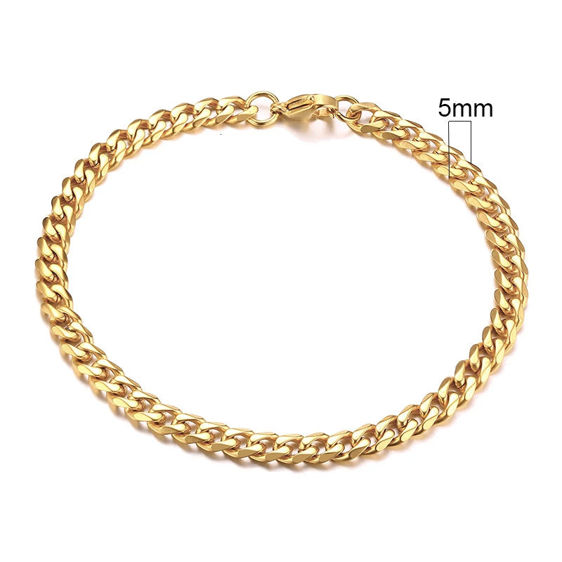 MMS 3-11mm Chunky Miami Curb Chain Bracelet for Men, Stainless Steel Cuban Link Chain Wristband Classic Punk Heavy Male Jewelry