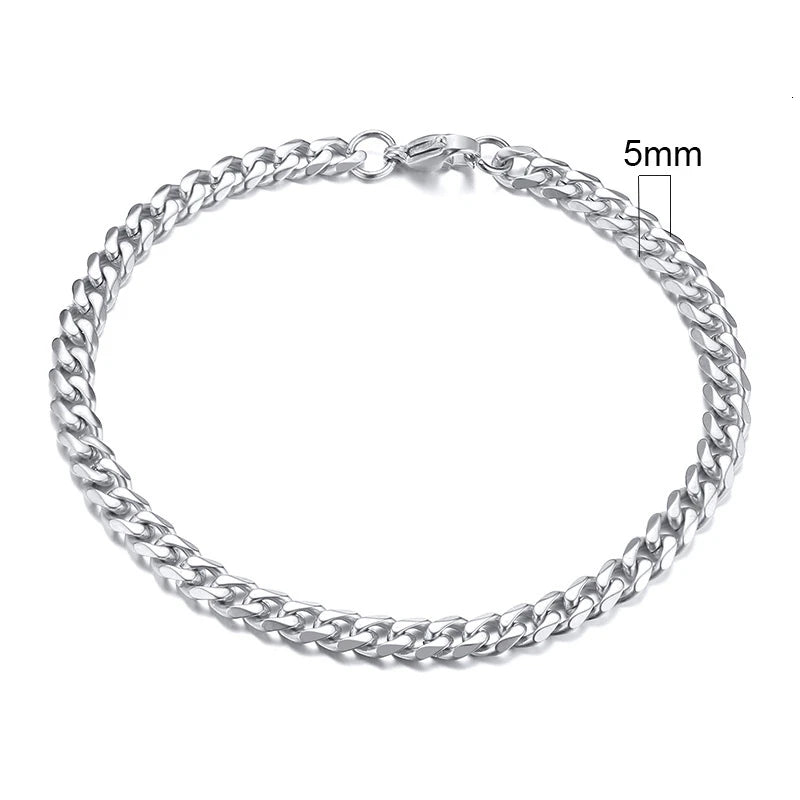 MMS 3-11mm Chunky Miami Curb Chain Bracelet for Men, Stainless Steel Cuban Link Chain Wristband Classic Punk Heavy Male Jewelry