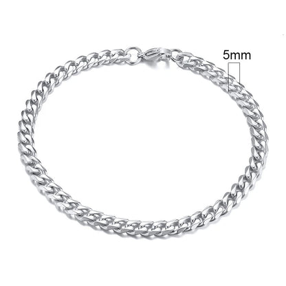 MMS 3-11mm Chunky Miami Curb Chain Bracelet for Men, Stainless Steel Cuban Link Chain Wristband Classic Punk Heavy Male Jewelry