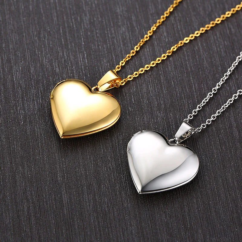 Monogram Floral Oval Heart Locket Pendant Necklaces for Women Men, Stainless Steel Photo Frame Promise Love Keepsake Collar | MMS