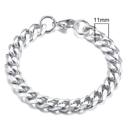MMS 3-11mm Chunky Miami Curb Chain Bracelet for Men, Stainless Steel Cuban Link Chain Wristband Classic Punk Heavy Male Jewelry