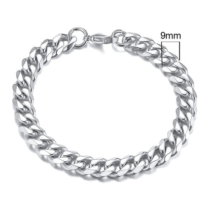 MMS 3-11mm Chunky Miami Curb Chain Bracelet for Men, Stainless Steel Cuban Link Chain Wristband Classic Punk Heavy Male Jewelry