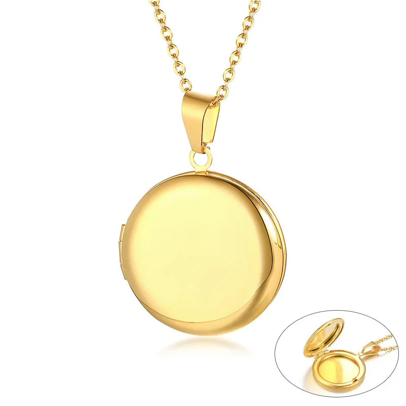 Monogram Floral Oval Heart Locket Pendant Necklaces for Women Men, Stainless Steel Photo Frame Promise Love Keepsake Collar | MMS