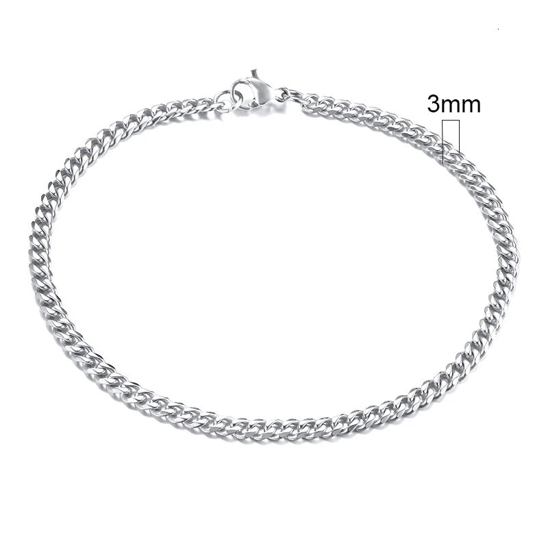 MMS 3-11mm Chunky Miami Curb Chain Bracelet for Men, Stainless Steel Cuban Link Chain Wristband Classic Punk Heavy Male Jewelry
