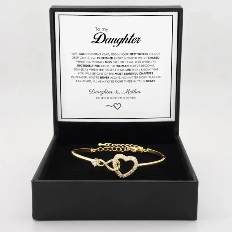 To My Daughter Infinite Symbol Hollow Heart Bracelet With Gift Box For Daughter's Birthday Party Adult Gifts | MONMONSHOP