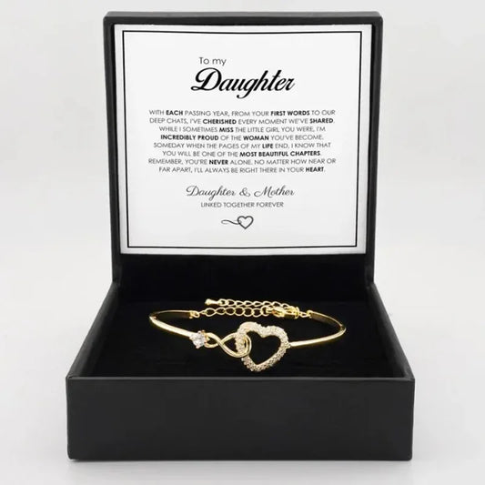 To My Daughter Infinite Symbol Hollow Heart Bracelet With Gift Box For Daughter's Birthday Party Adult Gifts | MONMONSHOP