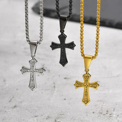 Jewelry Gifts Hip Hop Cross Necklace for Men Women, Stainless Steel Chic Cross Pendant,Christian Classic | MONMONSHOP