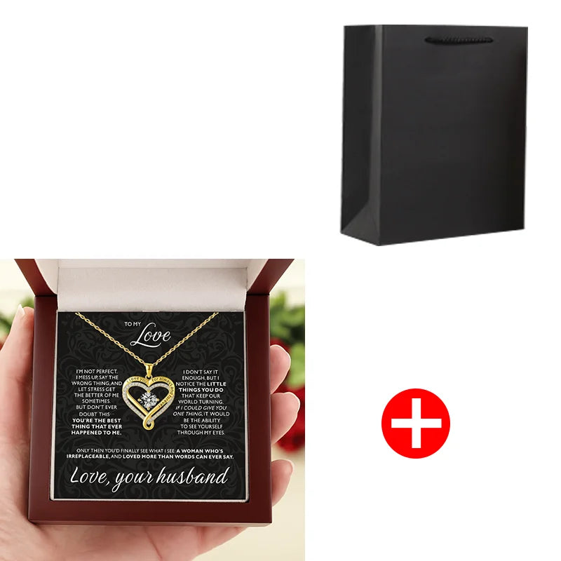 New Christmas Gift To My Love Eternal Heart Double layered Heart Shaped Necklace With Gift Box Gilrfriend Wife Valentine's Day Gifts | MONMONSHOP