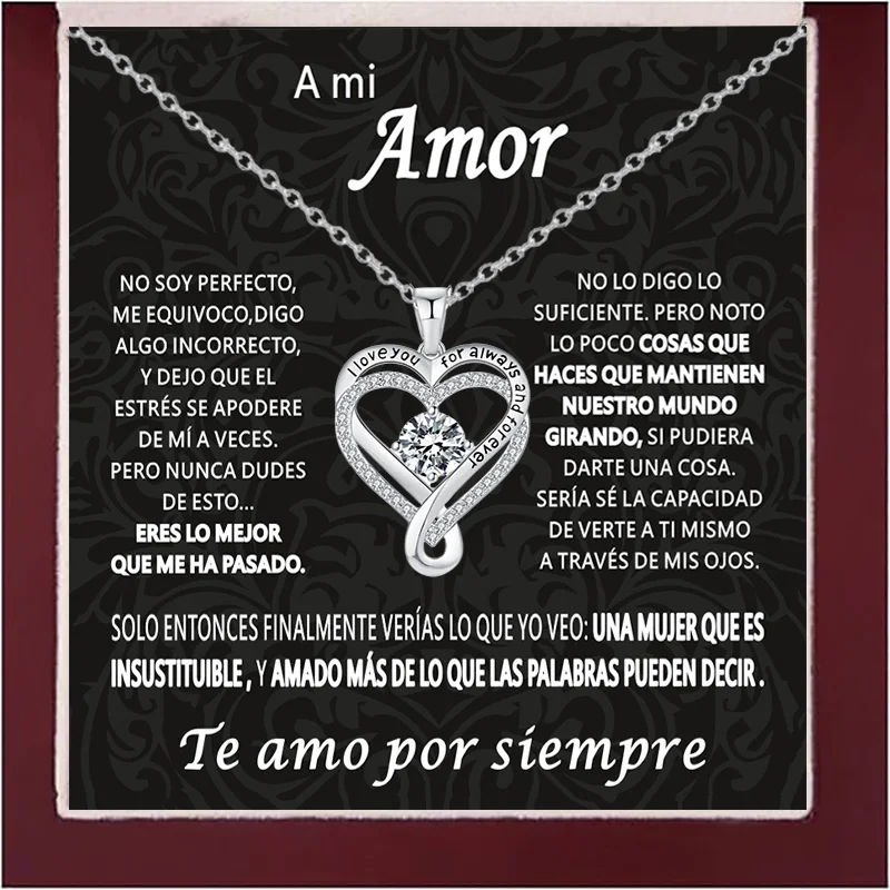 New Christmas Gift To My Love Eternal Heart Double layered Heart Shaped Necklace With Gift Box Gilrfriend Wife Valentine's Day Gifts | MONMONSHOP