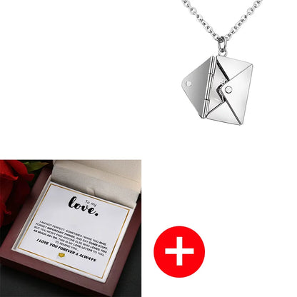To My Love Christmas Gift Envelope Necklace With Flap Wooden Box For Girlfriend Birthday Mother's Day Valentine's Day Gifts | MMS