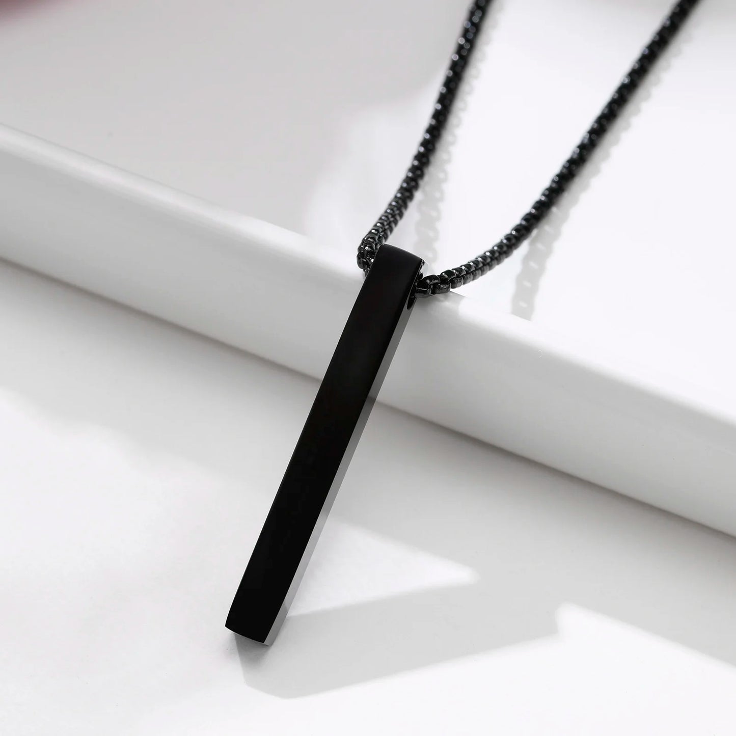 New Pillar Necklace for Men Women, Stainless Steel 3D Bar Pendant, Minimalist Simple Casual Unisex Neck Collar 5mm | MMS