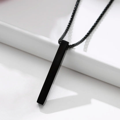 New Pillar Necklace for Men Women, Stainless Steel 3D Bar Pendant, Minimalist Simple Casual Unisex Neck Collar 5mm | MMS