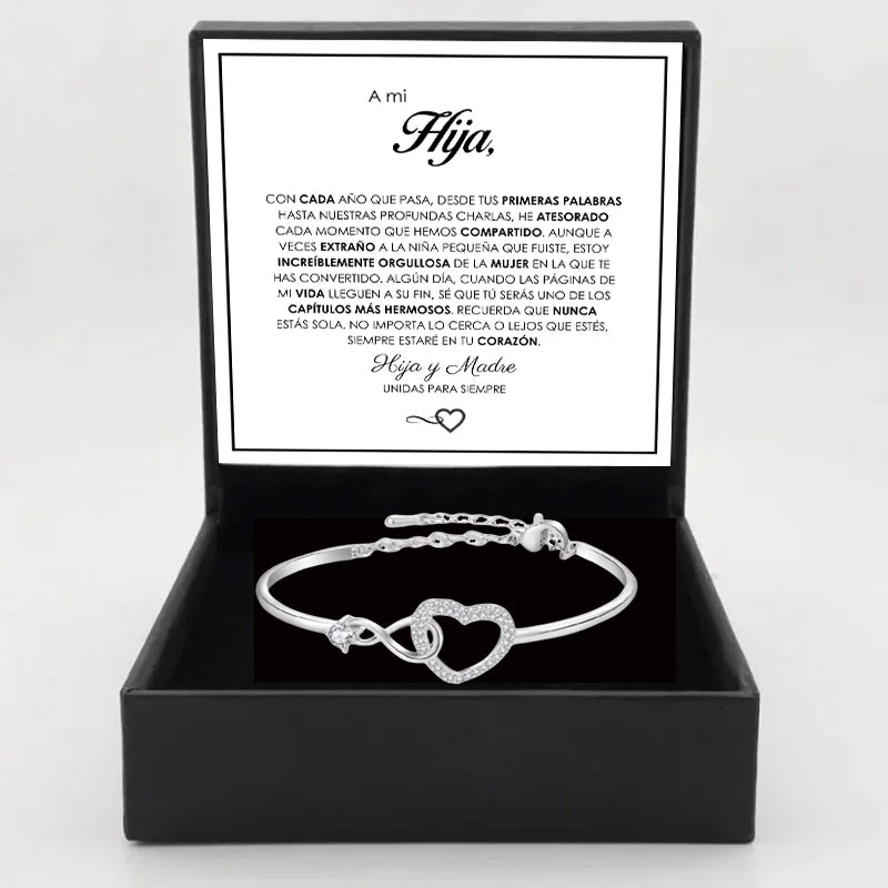 To My Daughter Infinite Symbol Hollow Heart Bracelet With Gift Box For Daughter's Birthday Party Adult Gifts | MONMONSHOP