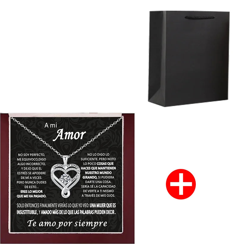 New Christmas Gift To My Love Eternal Heart Double layered Heart Shaped Necklace With Gift Box Gilrfriend Wife Valentine's Day Gifts | MONMONSHOP