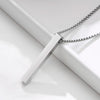 New Pillar Necklace for Men Women, Stainless Steel 3D Bar Pendant, Minimalist Simple Casual Unisex Neck Collar 5mm | MMS