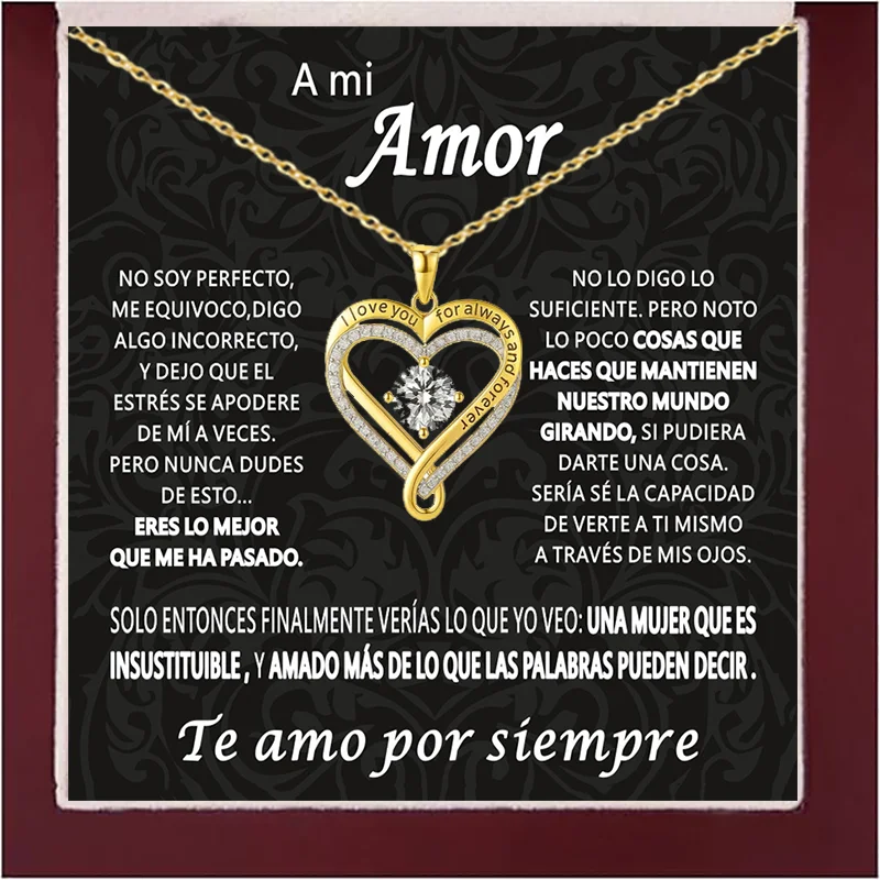 New Christmas Gift To My Love Eternal Heart Double layered Heart Shaped Necklace With Gift Box Gilrfriend Wife Valentine's Day Gifts | MONMONSHOP