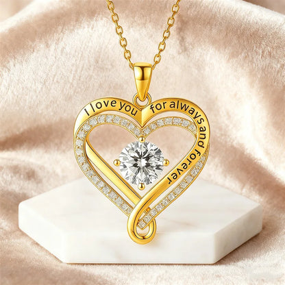New Christmas Gift To My Love Eternal Heart Double layered Heart Shaped Necklace With Gift Box Gilrfriend Wife Valentine's Day Gifts | MONMONSHOP