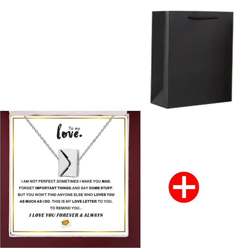 To My Love Christmas Gift Envelope Necklace With Flap Wooden Box For Girlfriend Birthday Mother's Day Valentine's Day Gifts | MMS