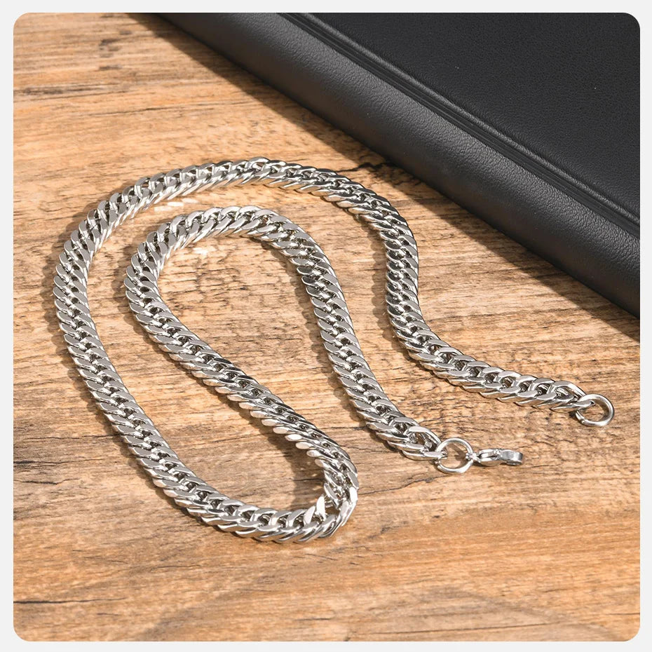 MMS 3/5/7/9mm Thick Cuban Chain Necklaces for Men Women,Simple Miami Curb Links Collar,Waterproof Stainless Steel Unisex Chain
