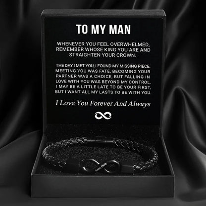 Men's Leather Rope Bracele For Birthday Father's Day Christmas Gifts To My Man Custom Engraved | MONMONShop