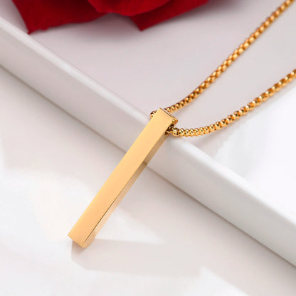 New Pillar Necklace for Men Women, Stainless Steel 3D Bar Pendant, Minimalist Simple Casual Unisex Neck Collar 5mm | MMS