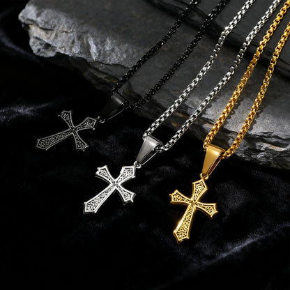 Jewelry Gifts Hip Hop Cross Necklace for Men Women, Stainless Steel Chic Cross Pendant,Christian Classic | MONMONSHOP