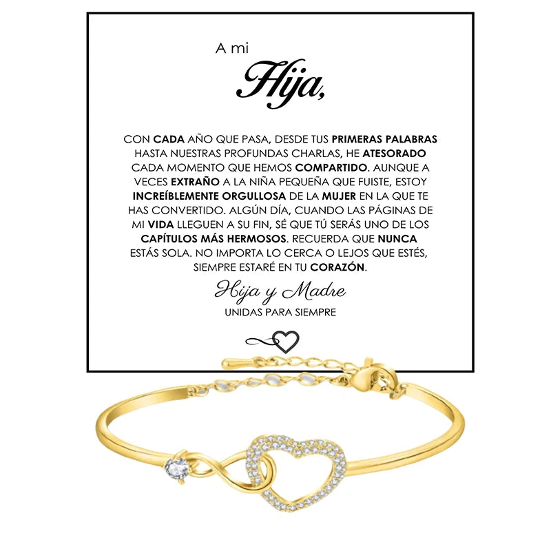 To My Daughter Infinite Symbol Hollow Heart Bracelet With Gift Box For Daughter's Birthday Party Adult Gifts | MONMONSHOP