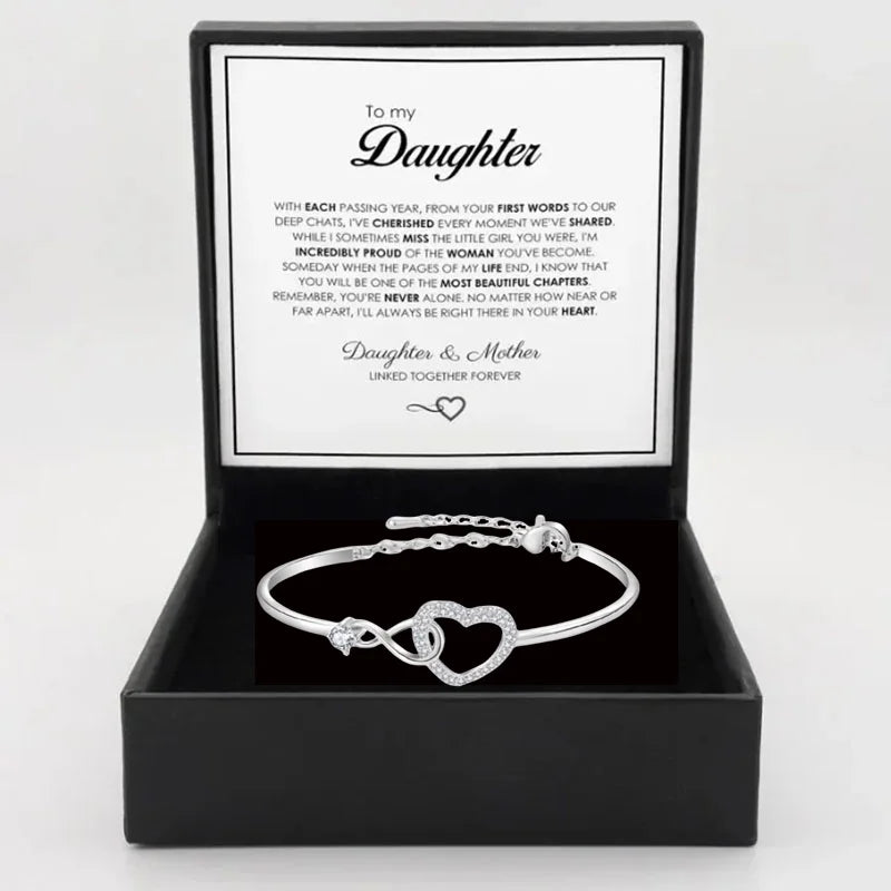 To My Daughter Infinite Symbol Hollow Heart Bracelet With Gift Box For Daughter's Birthday Party Adult Gifts | MONMONSHOP