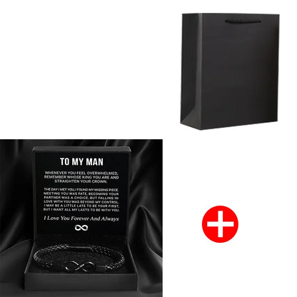 Men's Leather Rope Bracele For Birthday Father's Day Christmas Gifts To My Man Custom Engraved | MONMONShop