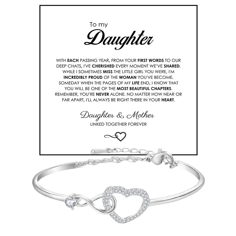 To My Daughter Infinite Symbol Hollow Heart Bracelet With Gift Box For Daughter's Birthday Party Adult Gifts | MONMONSHOP