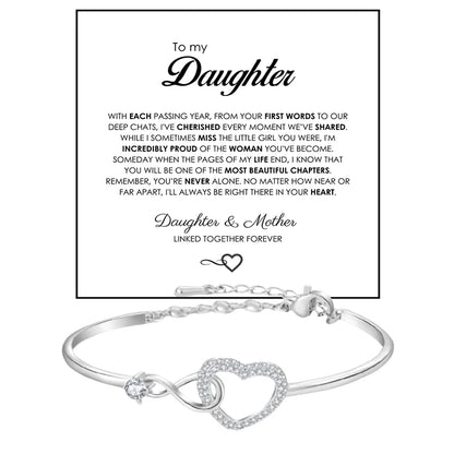 To My Daughter Infinite Symbol Hollow Heart Bracelet With Gift Box For Daughter's Birthday Party Adult Gifts | MONMONSHOP